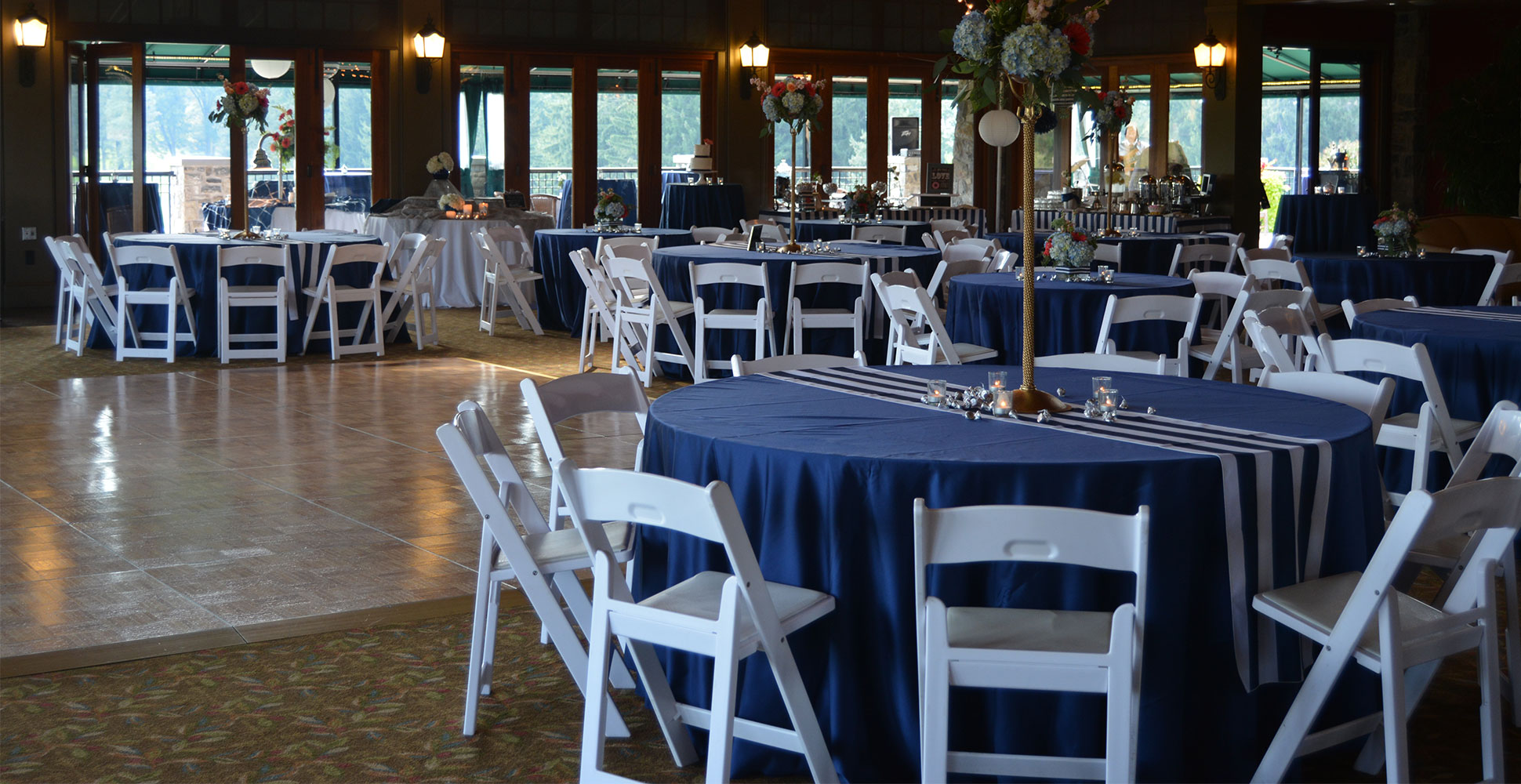 tables set for an event at Hershey Country Club